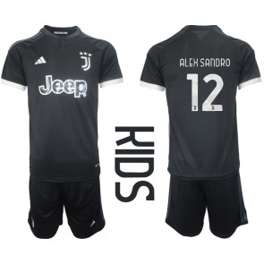 Juventus Alex Sandro #12 Dětské Alternativní dres komplet 2023-24 Krátký Rukáv (+ trenýrky)